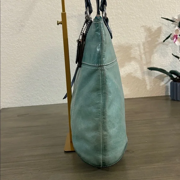 Coach Poppy Leather SpectatorGlam Tote -18998 Green - Picture 3 of 11